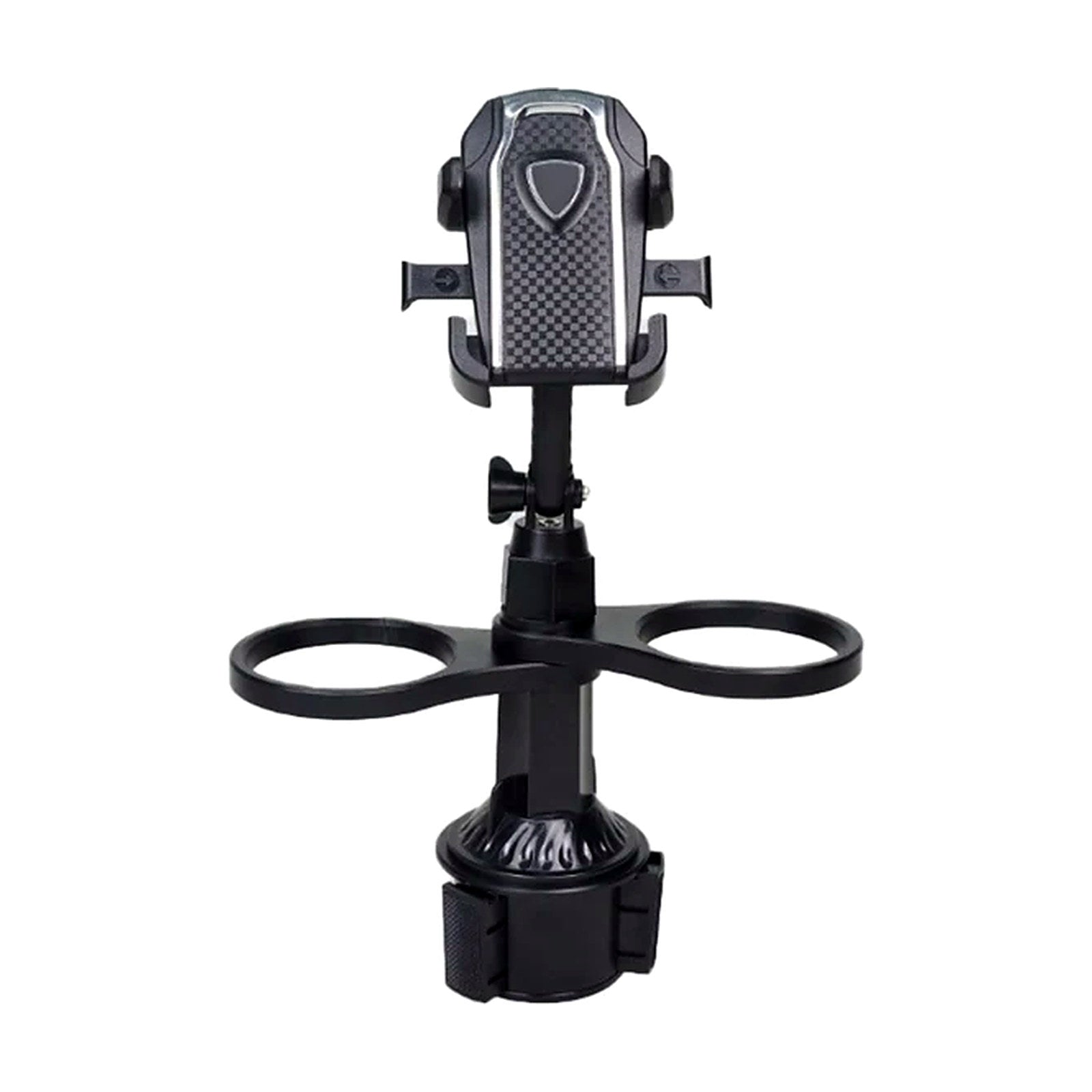 Vista frontal del soporte ajustable para celular del organizador de auto